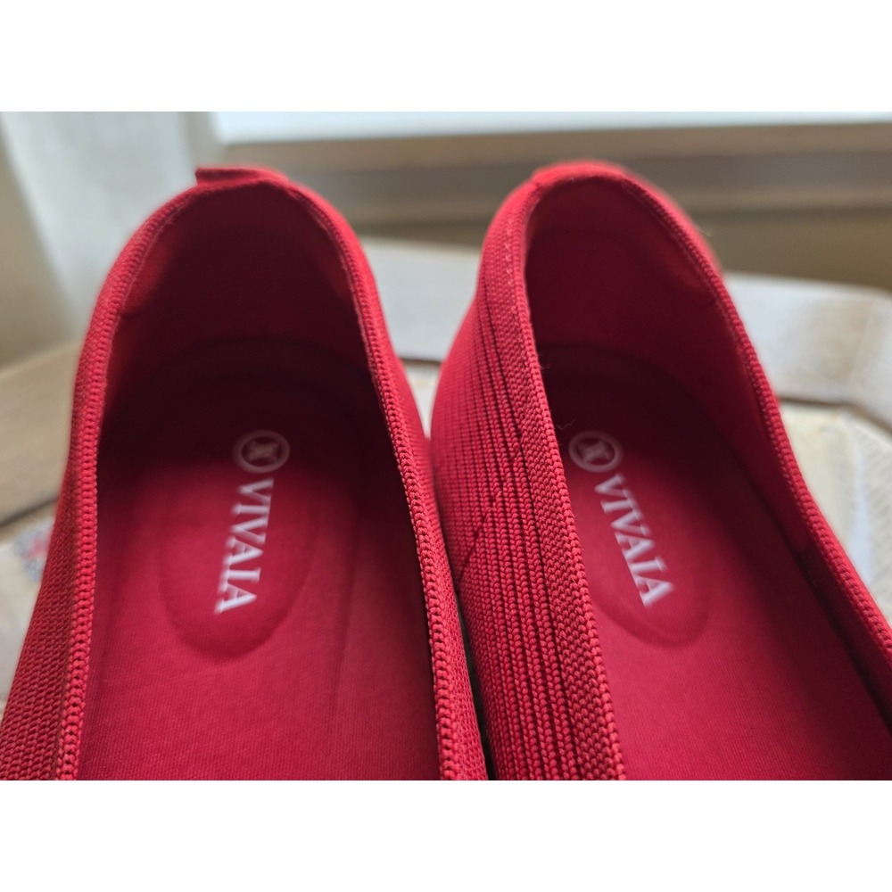 VIVAIA Margot Square Toe Ballet Flat Shoes Size 40 Fabric Women's Slip On Red - Picture 5 of 8